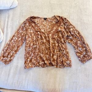 Torrid brown floral long sleeve blouse